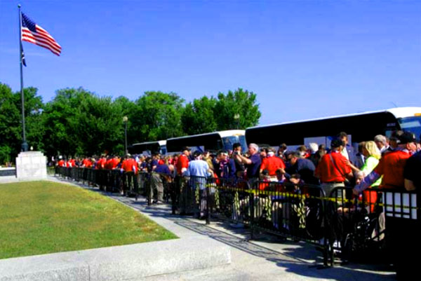 "However, the White House was informed of the veterans’ visit and chose to block access.  A report from the Daily Caller said Rep. Steven Palazzo, R-Miss., had requested permission from the White House for veterans to have access to the public sidewalk leading to the memorial.  The veterans were visiting the memorial as part of Honor Flight, a non-profit group that provides veterans free transport to the nation’s capital to visit the memorials to the wars they fought in." - WND 