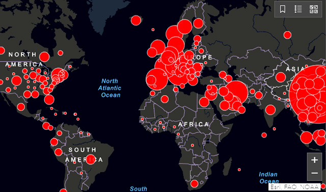 Coronavirus COVID-19 Global Cases by the Center for Systems Science and Engineering (CSSE) Updated Map. - Webmaster