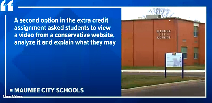 "Our first goal was to ensure the student would be comfortable fully participating in the curriculum. Additionally, the extra credit assignment was removed from the class syllabus. All of this occurred before the Huffington Post contacted the District." - High School Administration / WTOL11 